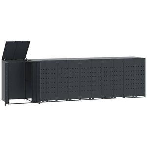 vidaXL skraldespandsskjuler 414x79x117 cm 6 rum st&aring;l antracit