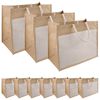 vidaXL Jute h&aring;ndtasker med lomme 10 Natur og hvid 42 x 33 x 19 cm