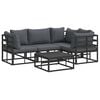 vidaXL Havesofa S&aelig;t med pude 5 pcs Sort Aluminium