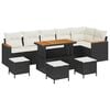vidaXL Havesofa S&aelig;t 10 stk. Sort polyrattan