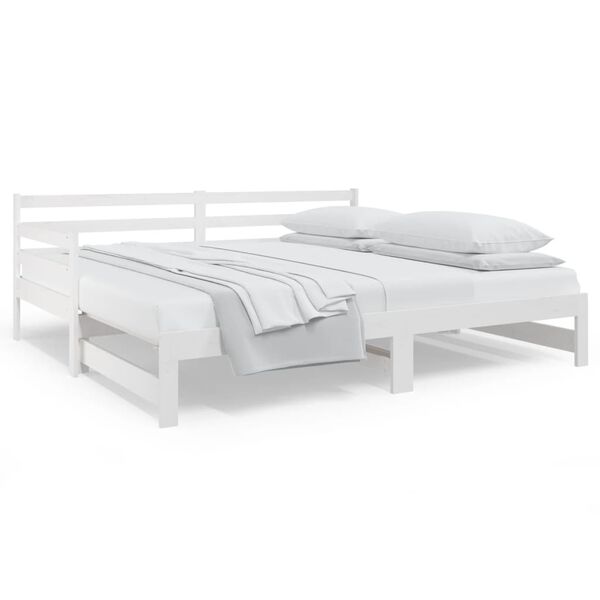vidaXL daybed med udtr&aelig;k 2x(90x190) cm massivt fyrretr&aelig; hvid