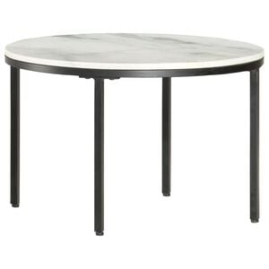 vidaXL sofabord &Oslash;64 cm &aelig;gte massivt marmor hvid og sort