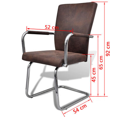 vidaXL spisebordsstole med cantilever 4 stk. åndbart kunstlæder brun
