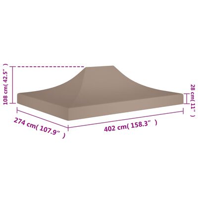 vidaXL tag til festtelt 4x3 m 270 g/m² gråbrun