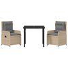 vidaXL Have Spisebordss&aelig;t 3 pcs Beige og lys gr&aring; polyrattan