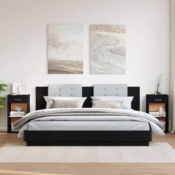 vidaXL sengeborde 2 stk. 35x34x65 cm konstrueret træ sort