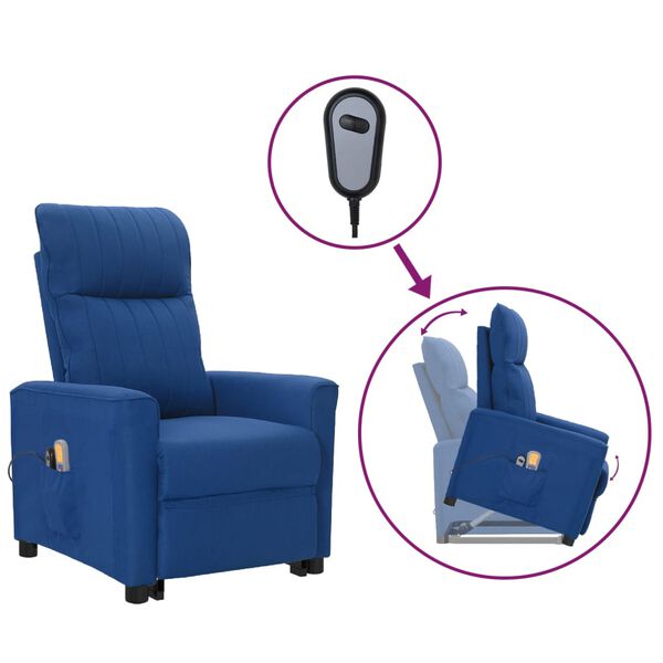 vidaXL løftestol med massagefunktion stof blå