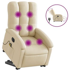 vidaXL elektrisk massagestol med l&oslash;ftefunktion cremefarvet