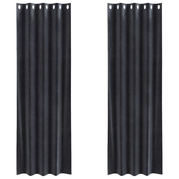 vidaXL M&oslash;rkl&aelig;gningsgardiner 2 pcs M&oslash;rkegr&aring; 140 x 245 cm Fl&oslash;jl