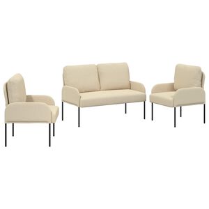 vidaXL Sofas&aelig;t med pude 3 pcs Creme 115 x 56 x 80 cm Krydsfin&eacute;r