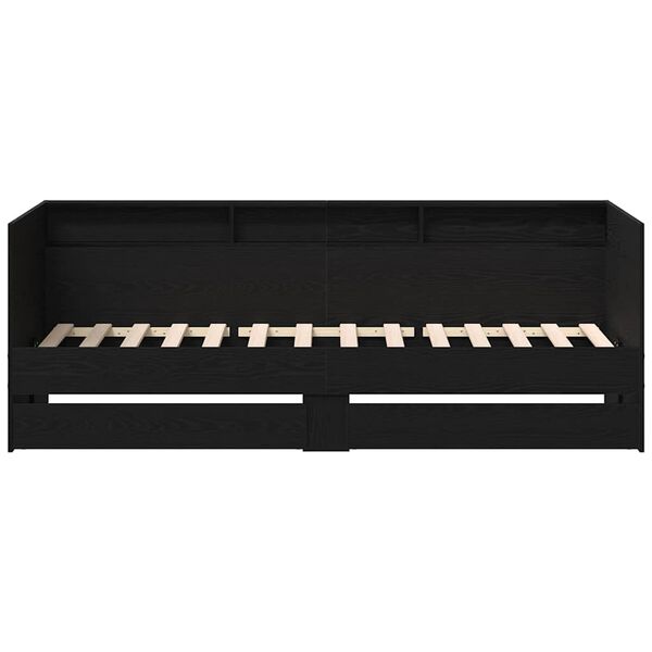 vidaXL Daybed med hovedgærde Sort eg 90 x 190 cm Konstrueret træ