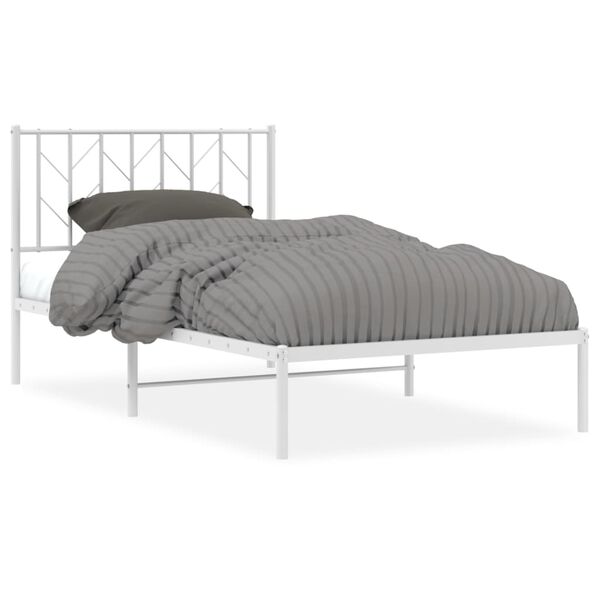 vidaXL sengeramme med sengegavl 100x190 cm metal hvid