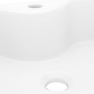 vidaXL keramisk håndvask med vandhanehul hvid firkantet