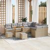 vidaXL Havesofa S&aelig;t med pude 12 pcs Beige polyrattan