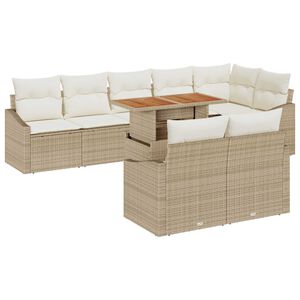 vidaXL Havesofa S&aelig;t med opbevaring 9 pcs Beige Poly rattan