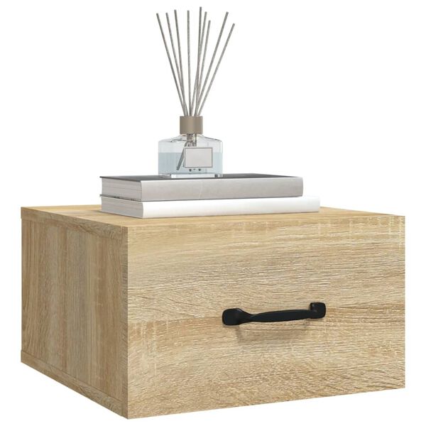 vidaXL væghængt sengebord 35x35x20 cm sonoma-eg
