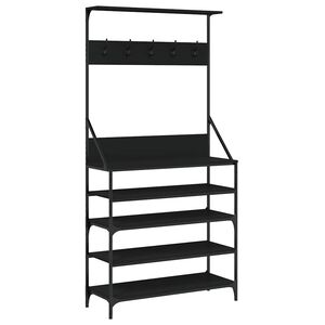 vidaXL t&oslash;jstativ med skoopbevaring 90x34x184 cm sort
