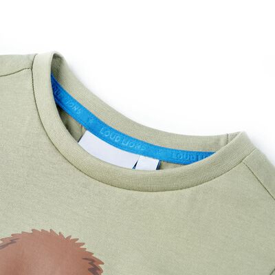 Kortærmet T-shirt til børn str. 92 lys kakifarve