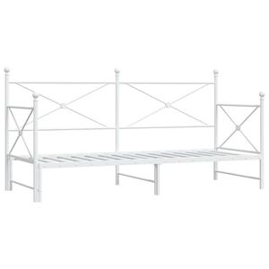 vidaXL daybed med udtr&aelig;k uden madras 75x190 cm st&aring;l hvid