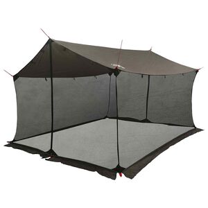 vidaXL Camping tarp med mesh v&aelig;gge 340 x 260 x 220 cm Brun Gr&aring;