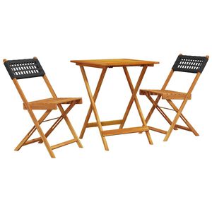 vidaXL bistros&aelig;t 3 dele polyrattan og massivt tr&aelig; sort