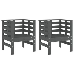 vidaXL havestole 2 stk. 61,5x53x71 cm massivt fyrretr&aelig; gr&aring;