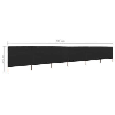 vidaXL 6-panels læsejl 800x160 cm stof sort
