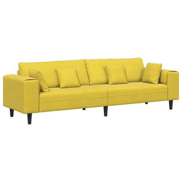 vidaXL Sofa med pude Gul 250 x 77 x 76 cm Fl&oslash;jl