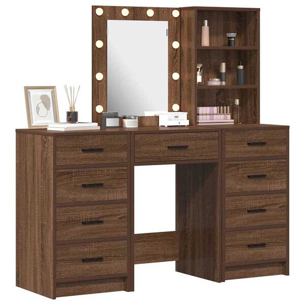 vidaXL Kl&aelig;deskab med hylde 3 pcs Brun 40 x 41 x 135 cm Konstrueret tr&aelig;