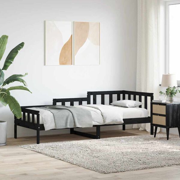vidaXL daybed 80x200 cm massivt fyrretr&aelig; sort
