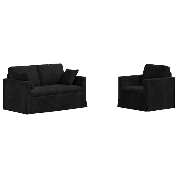 vidaXL Sofa 2 pcs Sort 138 x 78 x 80 cm Fl&oslash;jl