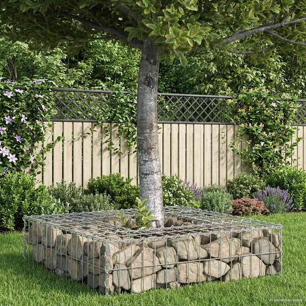 vidaXL Gabion h&oslash;jbed S&oslash;lv 80 x 80 x 20 cm Galvaniseret st&aring;l