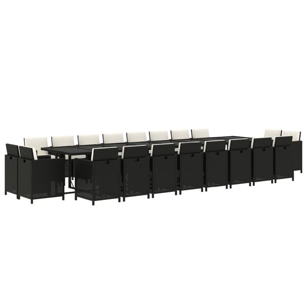 vidaXL spisebordss&aelig;t til haven 21 dele med hynder polyrattan sort
