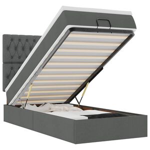 vidaXL ottoman seng med madras & LEDs 90x200 cm stof m&oslash;rkegr&aring;