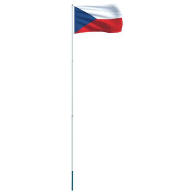 vidaXL Tjekkiets flag og flagstang 4 m aluminium