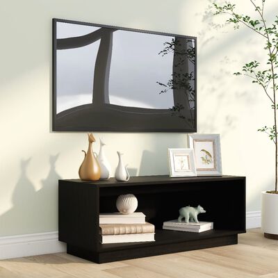 vidaXL tv-bord 90x35x35 cm massivt fyrretræ sort