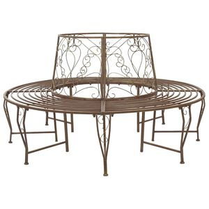 vidaXL Tr&aelig; B&aelig;nk 8 -personers &Oslash; 160 x 89 cm steel Antik Brun Rund
