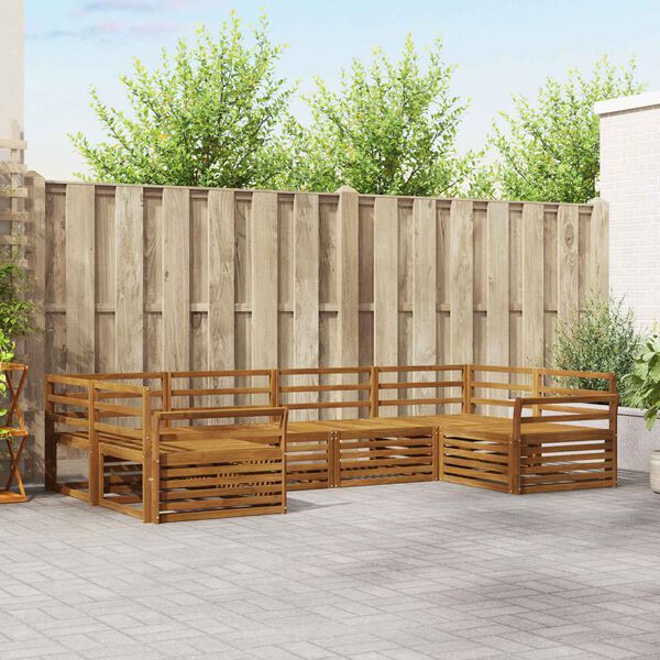 vidaXL Sofas&aelig;t 6 pcs Naturfarvet Massivt Akacietr&aelig;