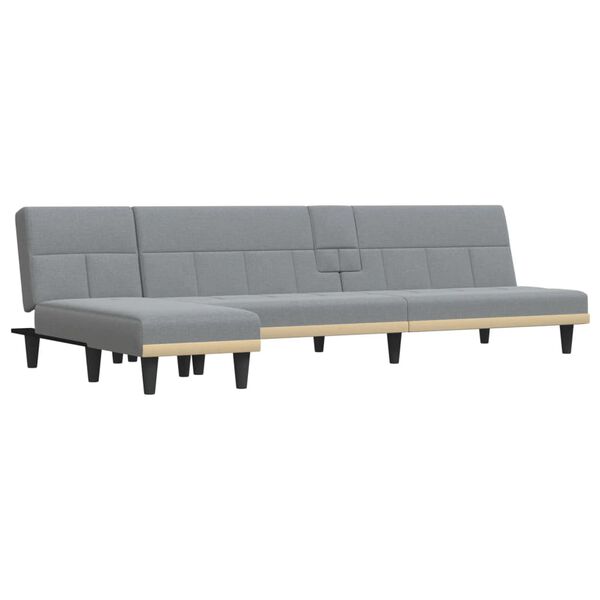 vidaXL L-formet sovesofa 255x140x70 cm stof lysegr&aring;