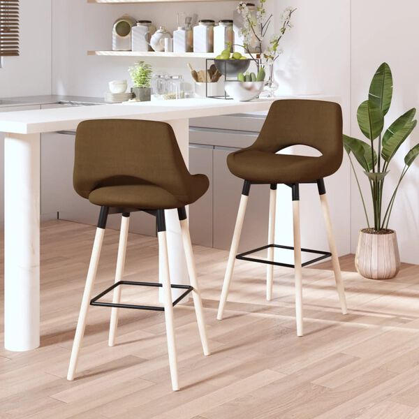 vidaXL barstole 2 stk. stof brun