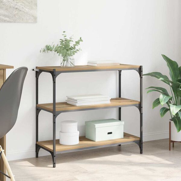 vidaXL Bogskab Artisan Egetr&aelig; 80 x 33 x 70,5 cm Ingeni&oslash;rt tr&aelig; og jern