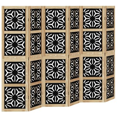 vidaXL rumdeler 6 paneler massivt kejsertræ brun og sort