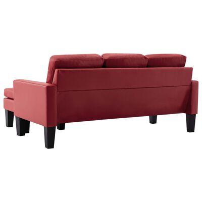 vidaXL 3-personers sofa med fodskammel kunstlæder vinrød