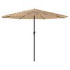 vidaXL haveparasol med LED-lys og st&aring;lstang 388x388x248 cm brun