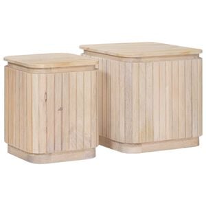 vidaXL H&aring;ndlavet sidebord s&aelig;t 2 stk. Hvid 45 x 45 x 45 cm