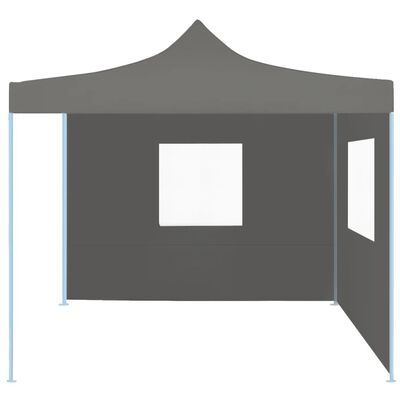 vidaXL foldbart festtelt med 2 sidevægge 2x2 m stål antracitgrå