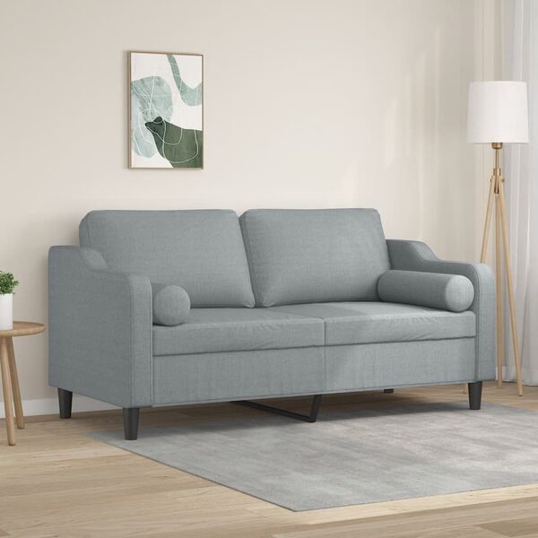 vidaXL 2-personers sofa med pyntepuder 140 cm stof lysegr&aring;