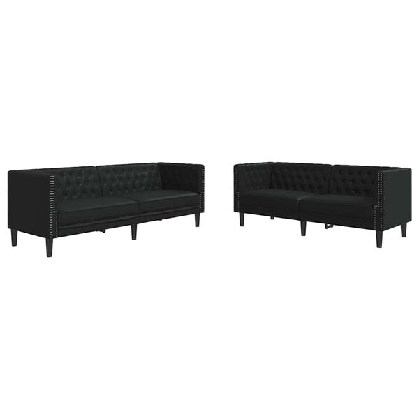 vidaXL Stue Sofa 2 pcs Sort 194 x 74,5 x 70,5 cm Faux l&aelig;der