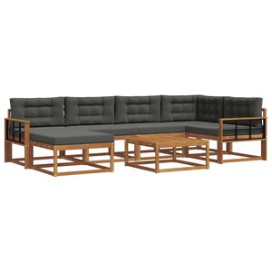 vidaXL Udend&oslash;rs sofagruppe med pude 7 pcs Naturlig og Antracit