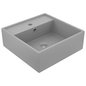 vidaXL luksus h&aring;ndvask overl&oslash;b 41x41 cm keramik firkantet mat lysegr&aring;